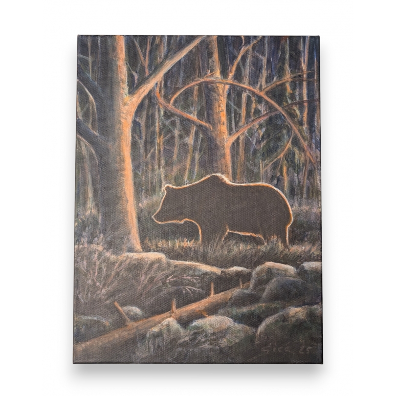 Tableau \"Ours au crépuscule\" signé GICÉ 25