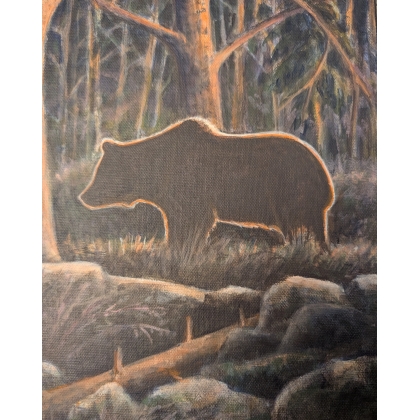 Tableau \"Ours au crépuscule\" signé GICÉ 25