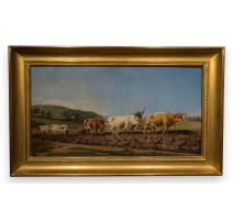 Tableau "Attelage de Boeufs", signé PELLETIER.