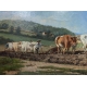 Tableau "Attelage de Boeufs", signé PELLETIER.