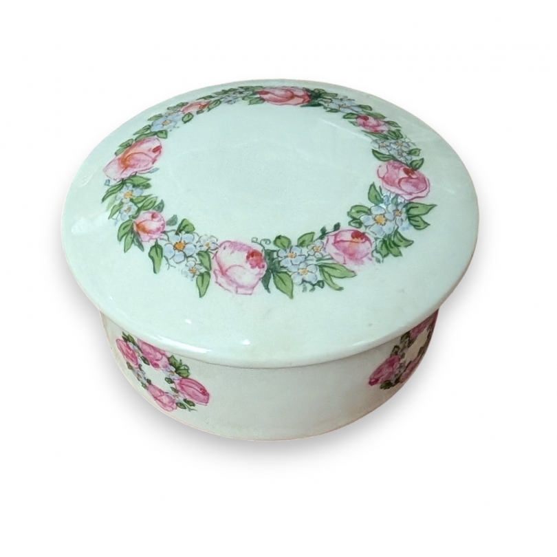 Boite en porcelaine \"Roses et Myosotis\"