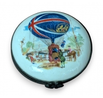Boite ronde en porcelaine "Montgolfière"