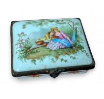 Boite en porcelaine "Scène pastorale"