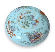 Boite ronde en porcelaine "Vases de fleurs"