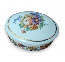 Boite ovale en porcelaine "Fleurs"