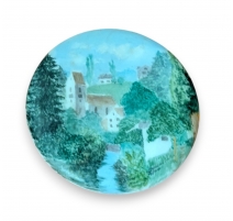 Plaque ronde en porcelaine "Paysage"
