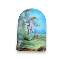 Plaque ronde en porcelaine "Personnage"