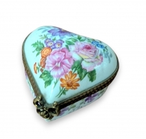 Boite Coeur en porcelaine "Fleurs"