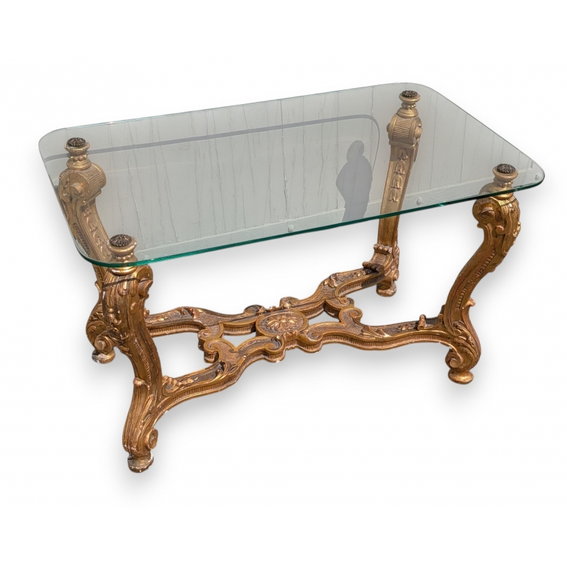 Table basse style Louis XIV bois dorré