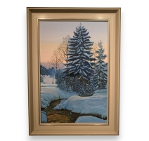 Tableau "Sapin sous la neige" signé H. RUDD 69
