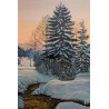 Tableau \"Sapin sous la neige\" signé H. RUDD 69