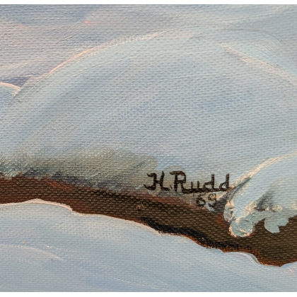 Tableau \"Sapin sous la neige\" signé H. RUDD 69