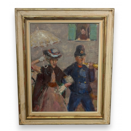 Tableau \"Défilé\" signé A. FREY 59
