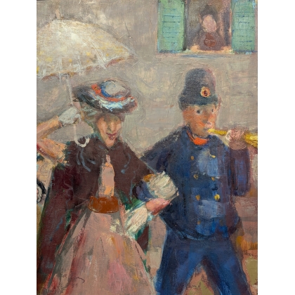 Tableau \"Défilé\" signé A. FREY 59