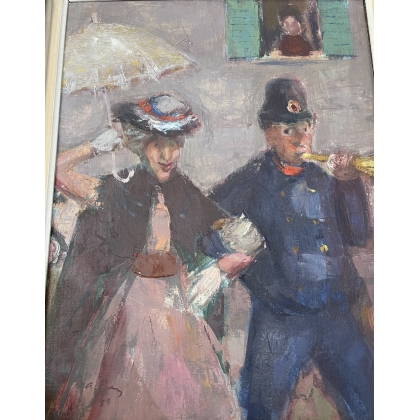 Tableau \"Défilé\" signé A. FREY 59