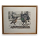 Gravure "Coq, poule et jeune coq" signée HAINARD