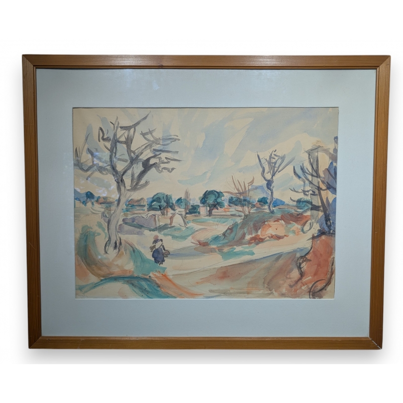 Aquarelle Paysage signée