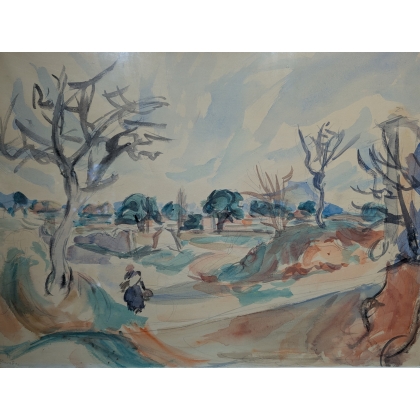 Aquarelle Paysage signée