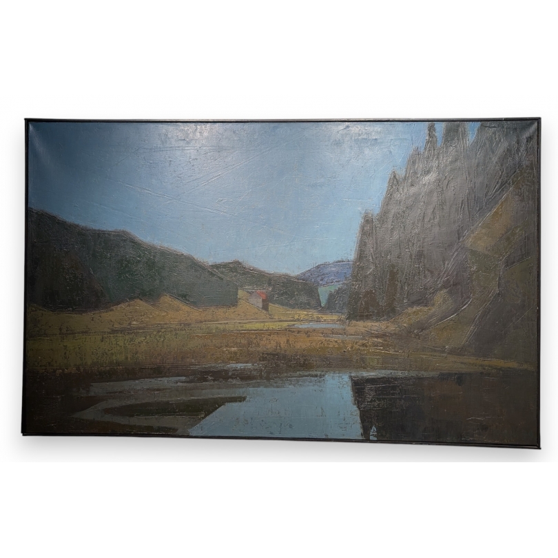 Tableau \"Lac de montagne\" signé MAFLI 79