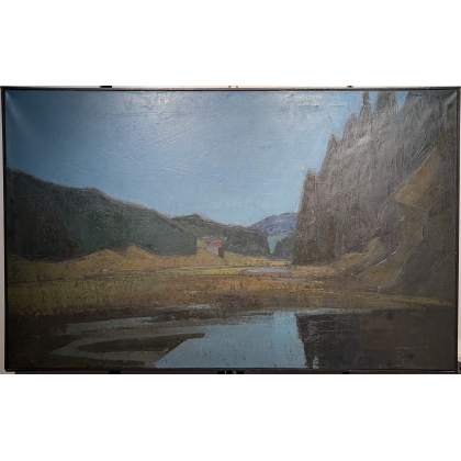 Tableau \"Lac de montagne\" signé MAFLI 79