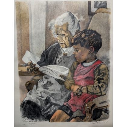 Gravure "La bisaïeule" signée HAINARD