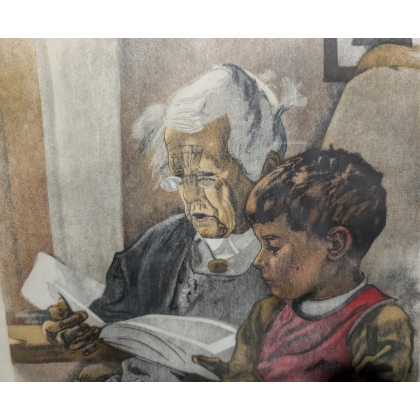 Gravure "La bisaïeule" signée HAINARD
