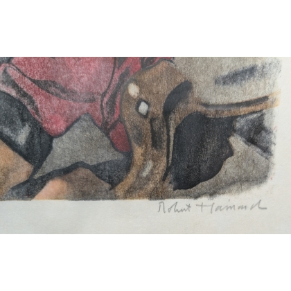 Gravure "La bisaïeule" signée HAINARD