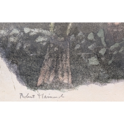 Engraving entitled ‘The Great Salmon’, signed HAINARD