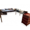 Bureau d'angle USM verre et caisson rouge