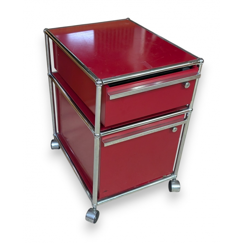 Caisson USM rouge à tiroirs