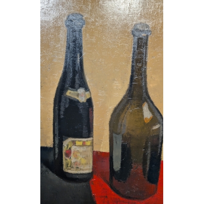 Tableau \"Bouteilles\" signé MAFLI 79
