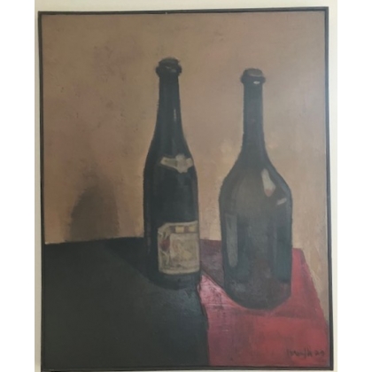 Tableau \"Bouteilles\" signé MAFLI 79