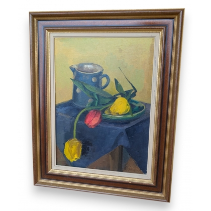 Tableau \"Nature morte\" signé C. JACQUET