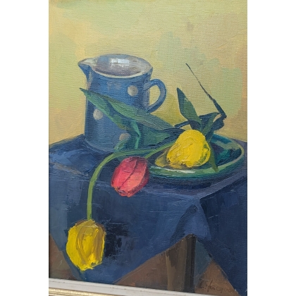 Tableau \"Nature morte\" signé C. JACQUET