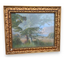 Pastel "Bord du Lac" signé A D