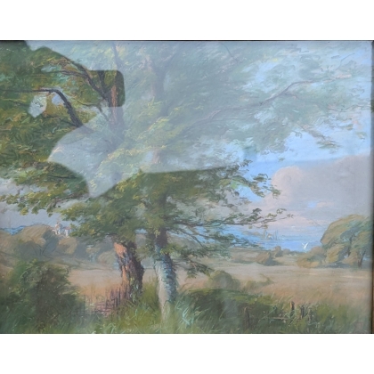 Pastel painting ‘Bord du Lac’, signed ‘A D’
