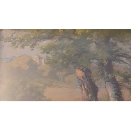 Pastel painting ‘Bord du Lac’, signed ‘A D’