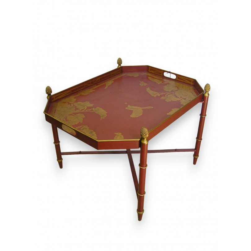  Table, plateau en tôle peinte coloris sur  Moinat SA  - Antiquités décoration