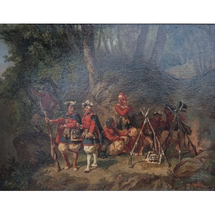 Tableau \"Camp au repos\" signé A. GANDON