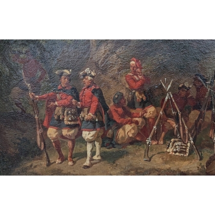 Tableau \"Camp au repos\" signé A. GANDON