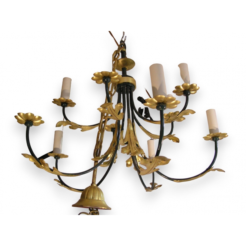 10-light painted sheet metal chandelier from Moinat SA – Antiques and home décor