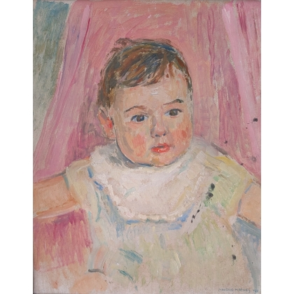 Tableau \"Bébé\" signé Maurice MATHEY 1928