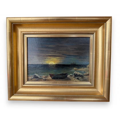 Tableau \"Bord de mer\" signé R. KILCHENMANN
