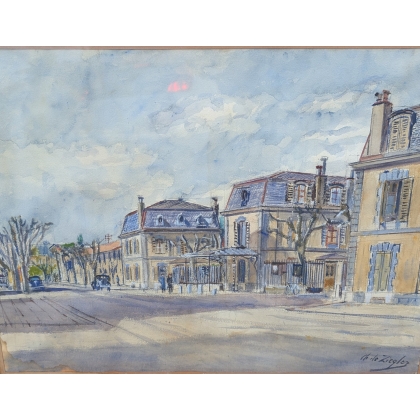Gouache "Carouge" signée Ch. DE ZIEGLER