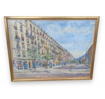 Gouache "Genève" signée Ch. DE ZIEGLER