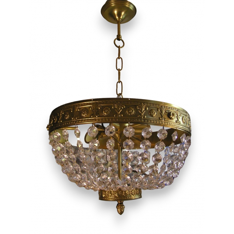 Ceiling light cut crystal and brass