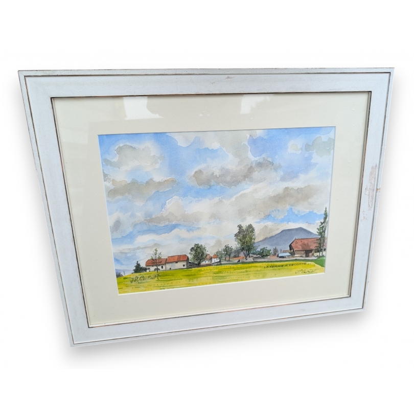Aquarelle "La ferme à Vecchio" signée CUENET
