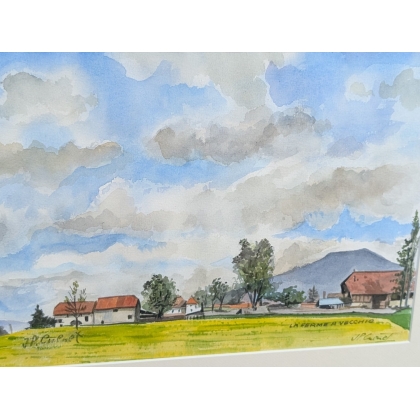 Aquarelle "La ferme à Vecchio" signée CUENET
