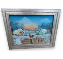Peinture sous verre "Neige" signé SMICILBRADA