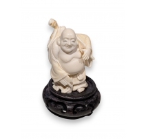 Okimono Bouddha rieur en ivoire